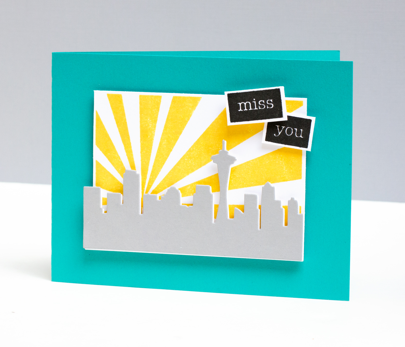 Seattle Skyline - Miss You Card