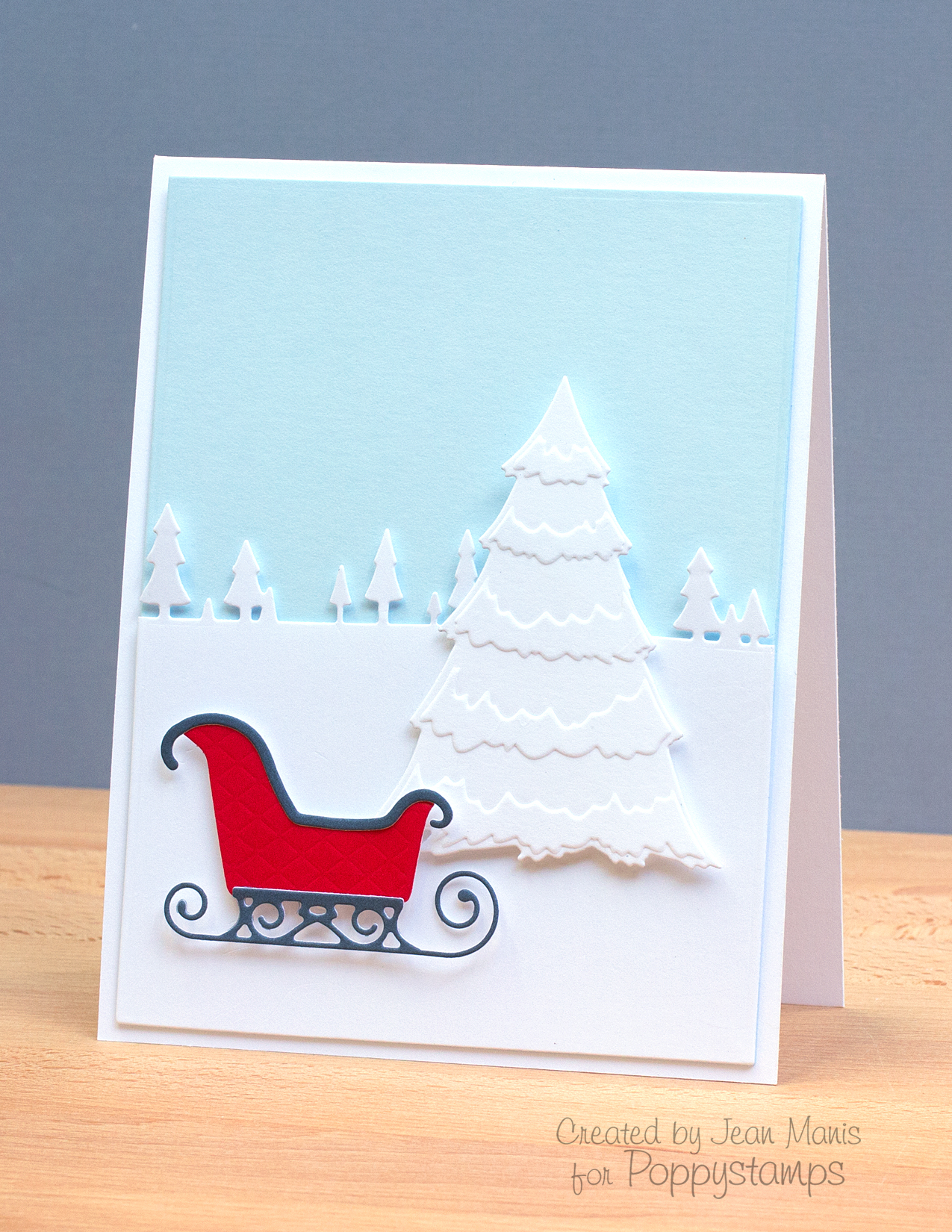 Poppystamps Snow Flocked Tree