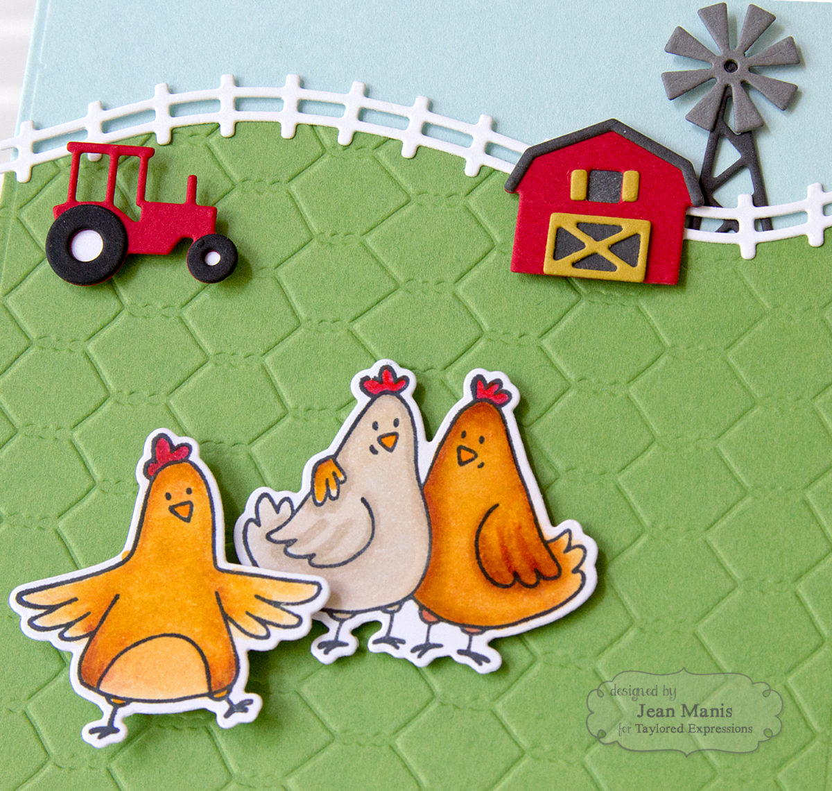 Taylored Expressions Farm Scene with Copic-colored Chickens