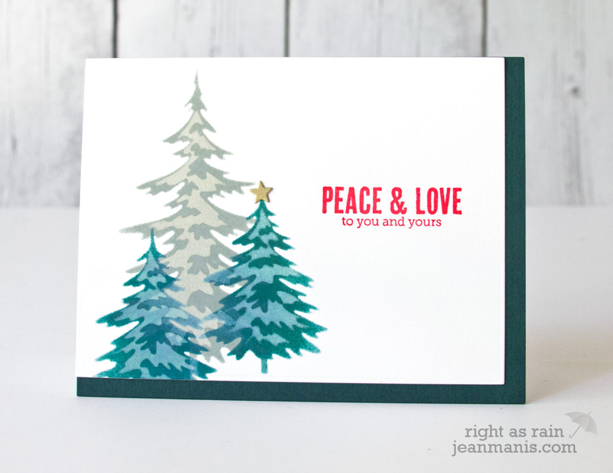 Merry Monday Challenge – Stenciled Snow-Covered Evergreen Trees
