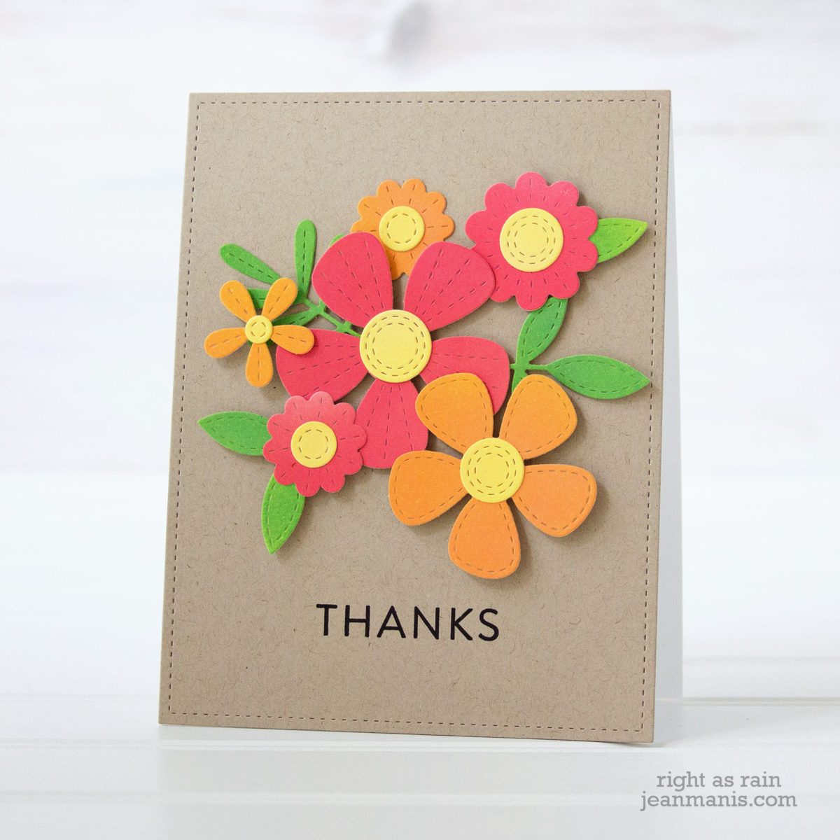 Stitched Florals – Die-cut Thanks