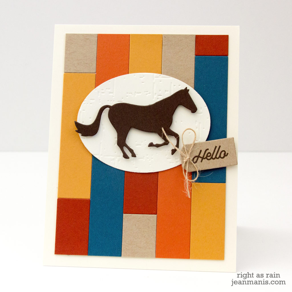 Masculine CAS Hello Color Blocked DieCut Horse Right as Rain
