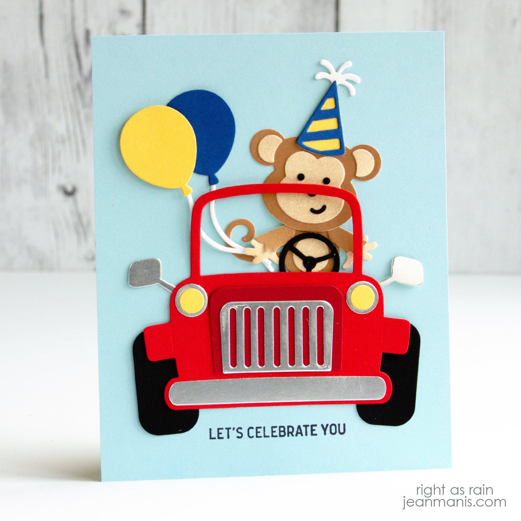 Elizabeth Craft Designs - Birthday Monkey in a Jeep