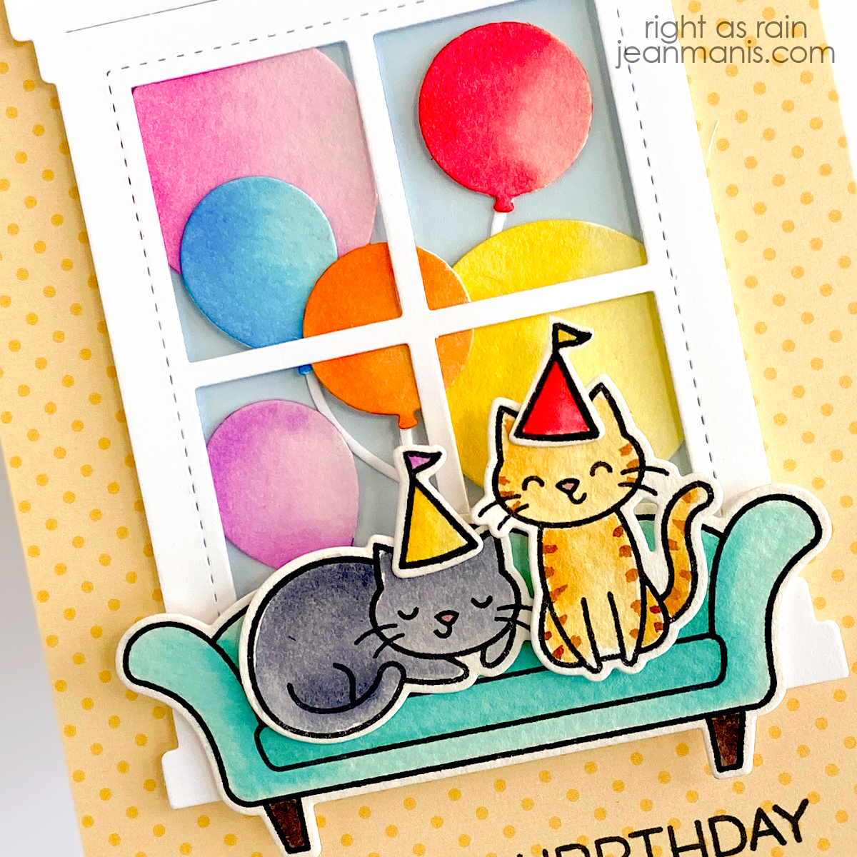 Lawn Fawn Delight: Cat-themed Birthday Card