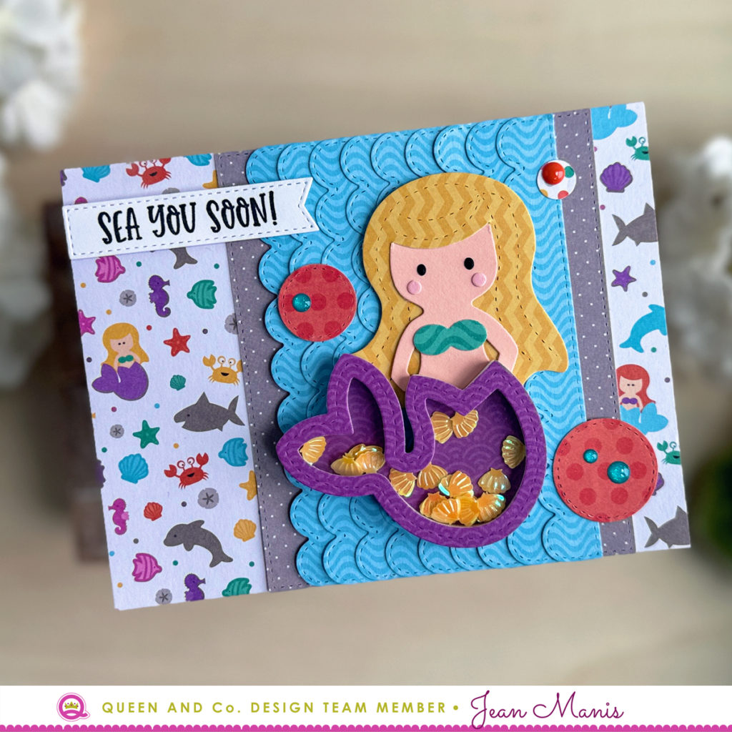 Queen & Co Magical Mermaid Shaker Card Right as Rain