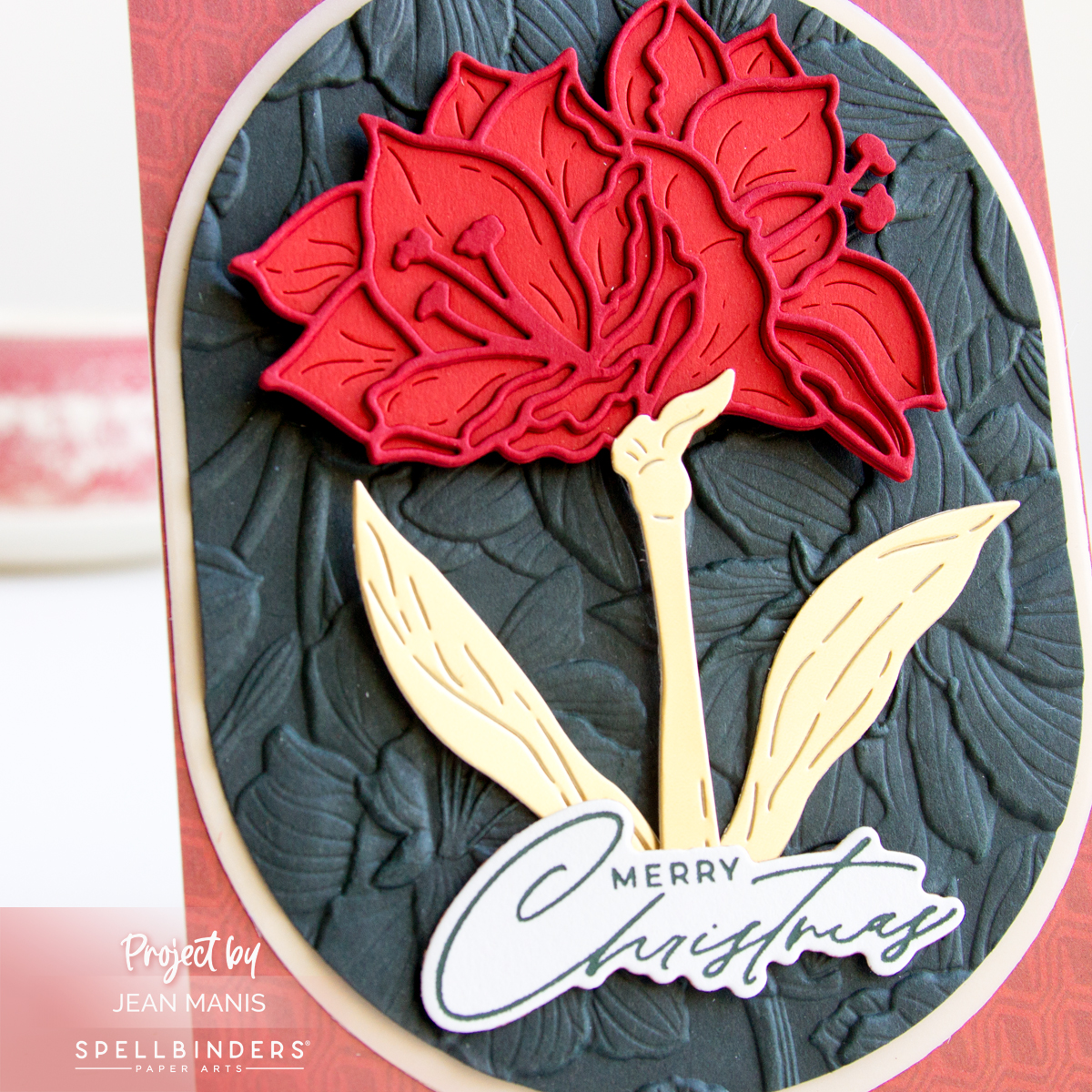 Amaryllis Christmas Card with Embossed Details