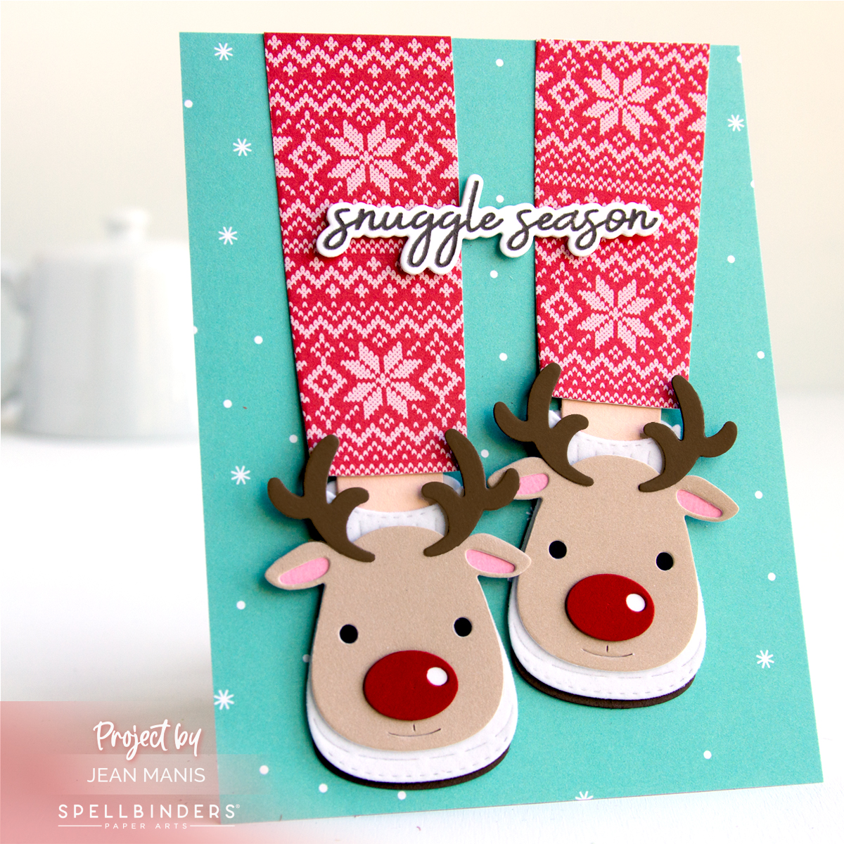 Snuggle Season Card with Reindeer Slippers