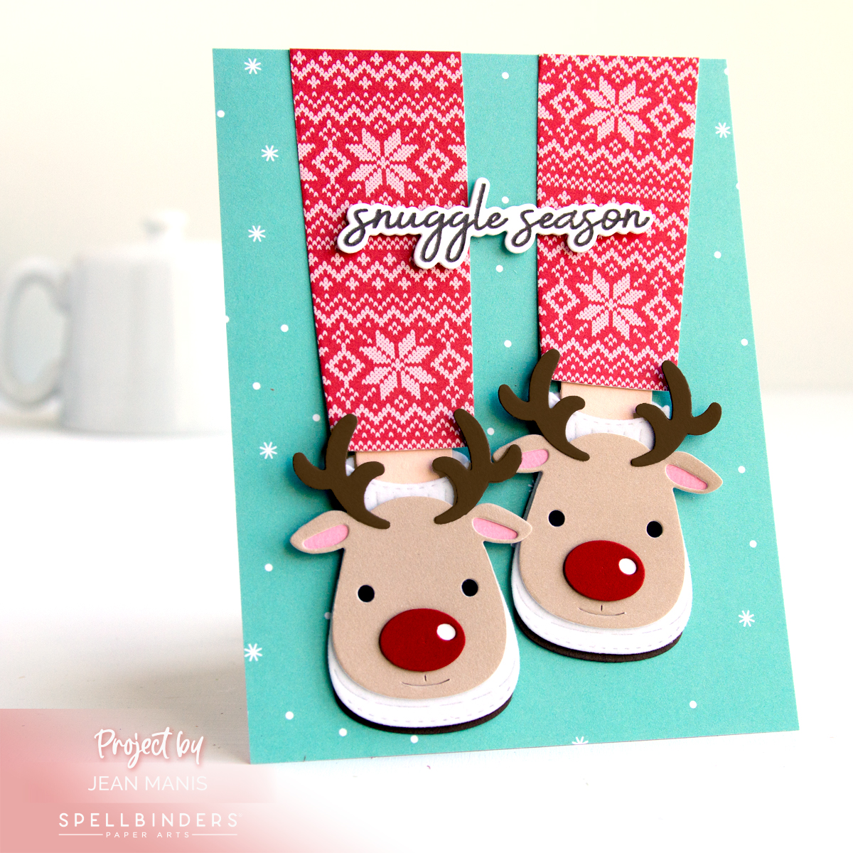 Snuggle Season Card with Reindeer Slippers