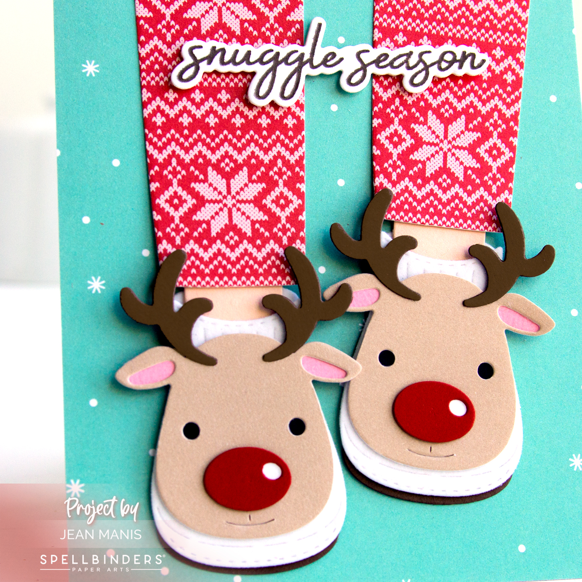 Snuggle Season Card with Reindeer Slippers