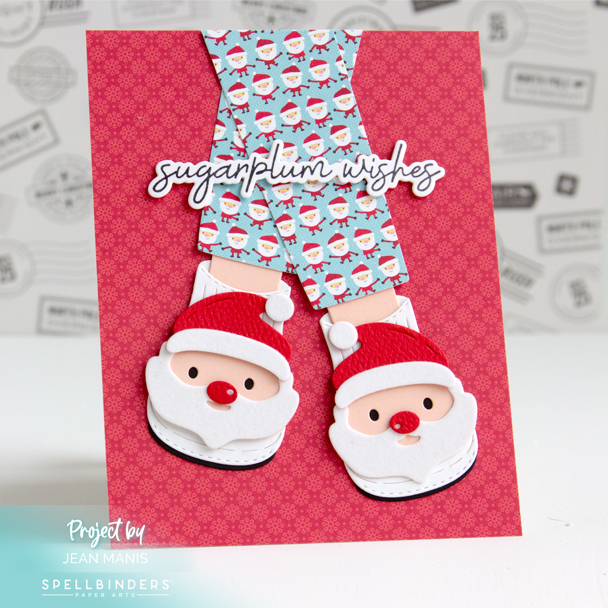 Sugarplum Wishes Card with Santa Slippers