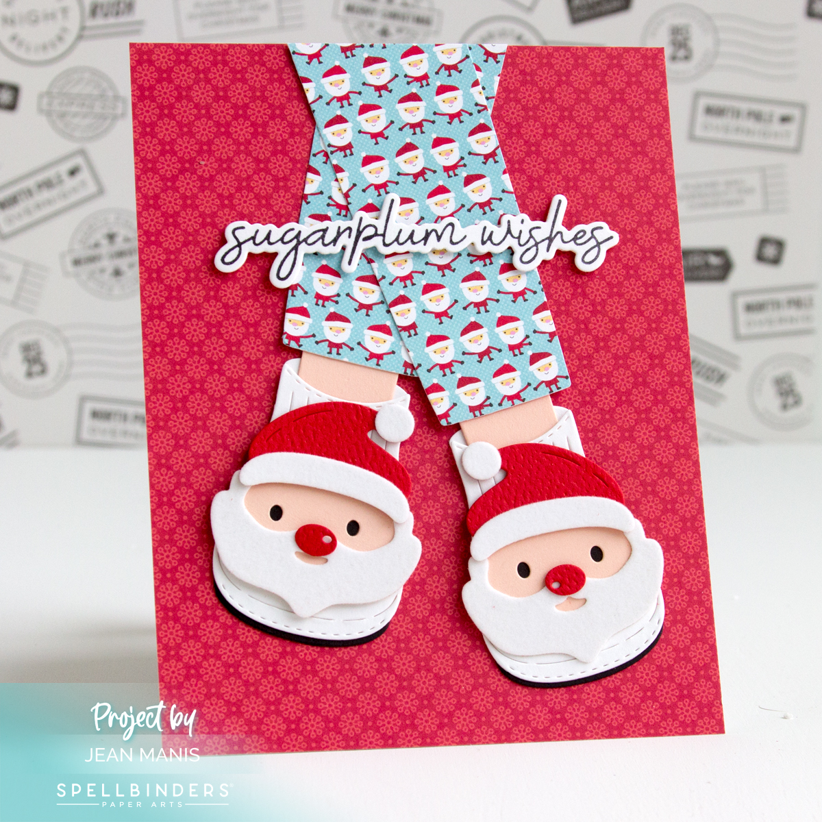 Sugarplum Wishes Card with Santa Slippers