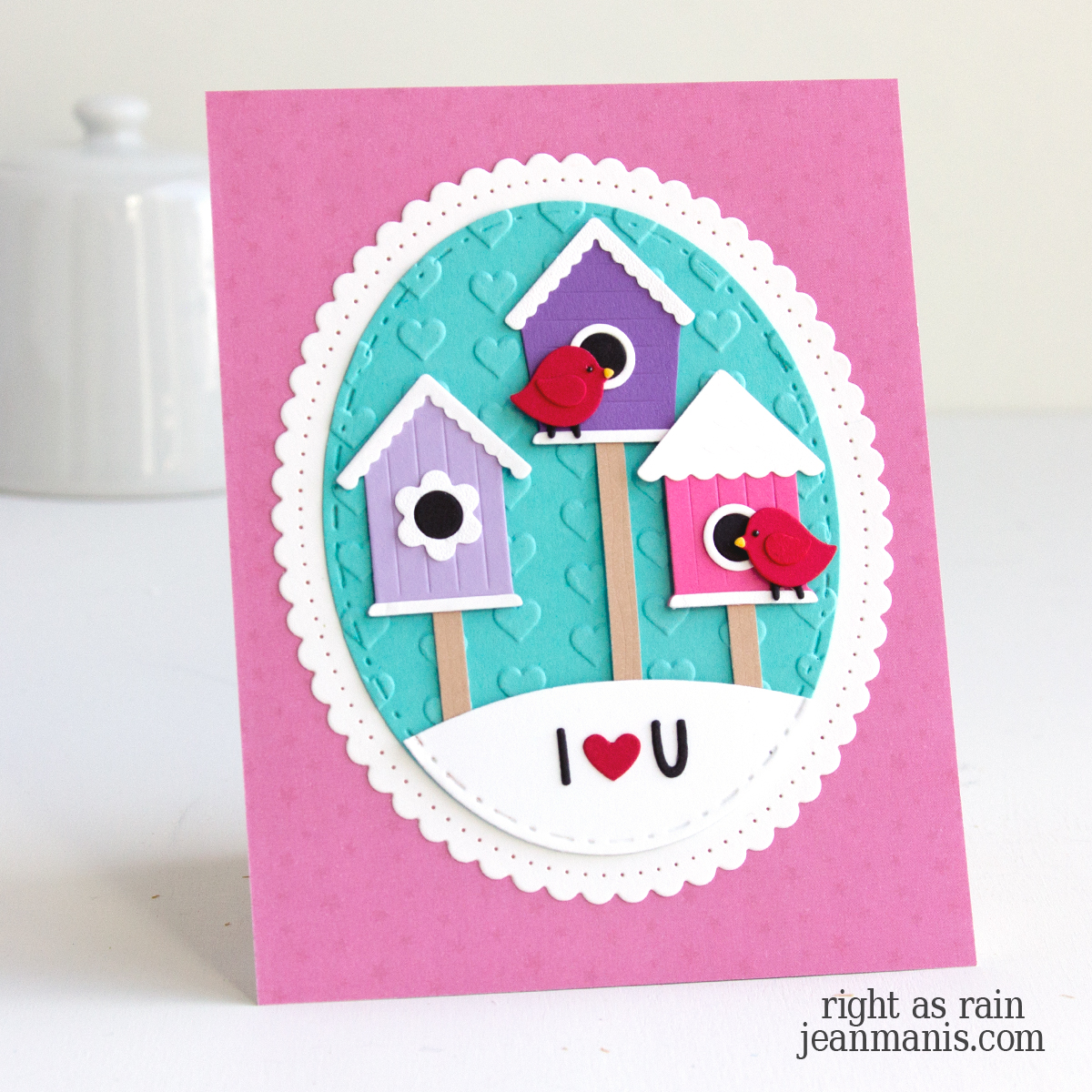 Valentine Card with Colorful Birdhouses