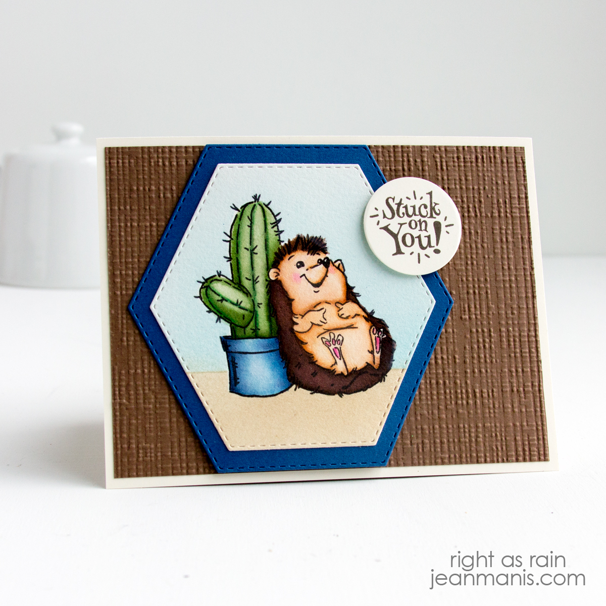 Stuck on You: Watercolored Hedgehog Card