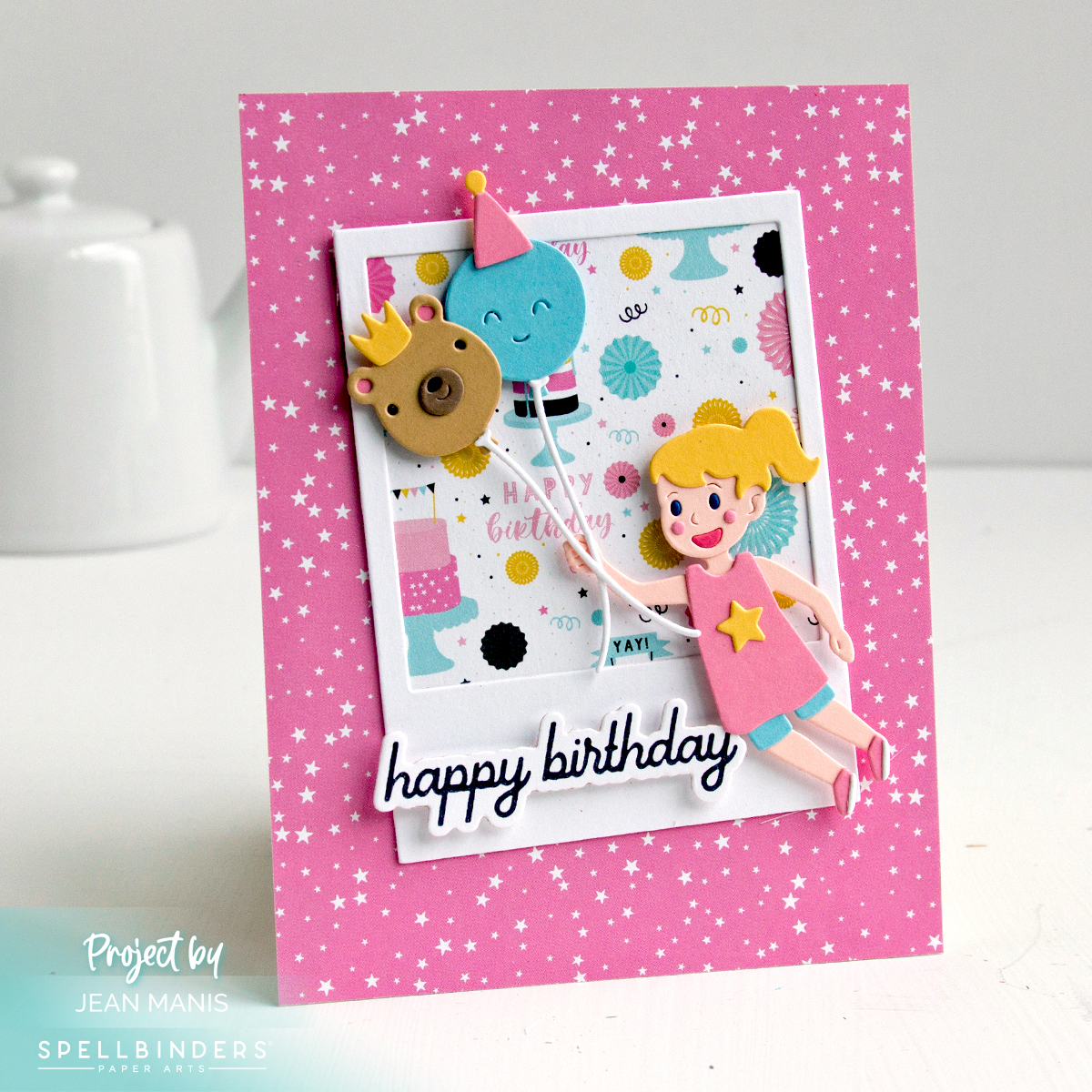Girl with Balloons Birthday Card Idea