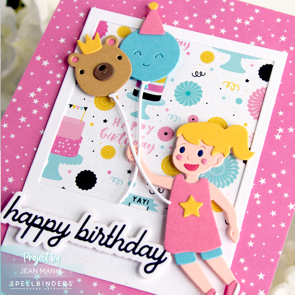 Girl with Balloons Birthday Card Idea