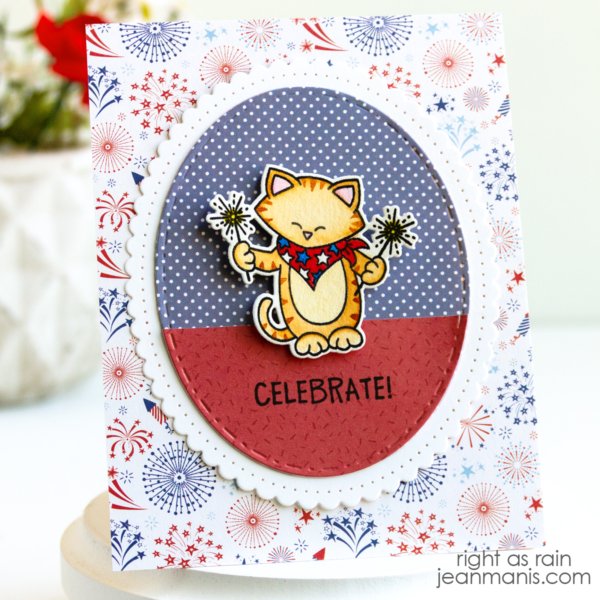 Newton’s Nook | Cat and Sparklers Card