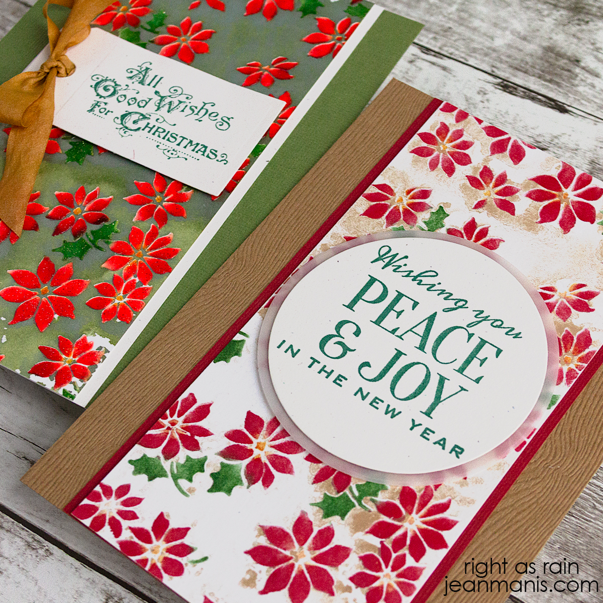 Christmas Cards with Stenciled Monoprints