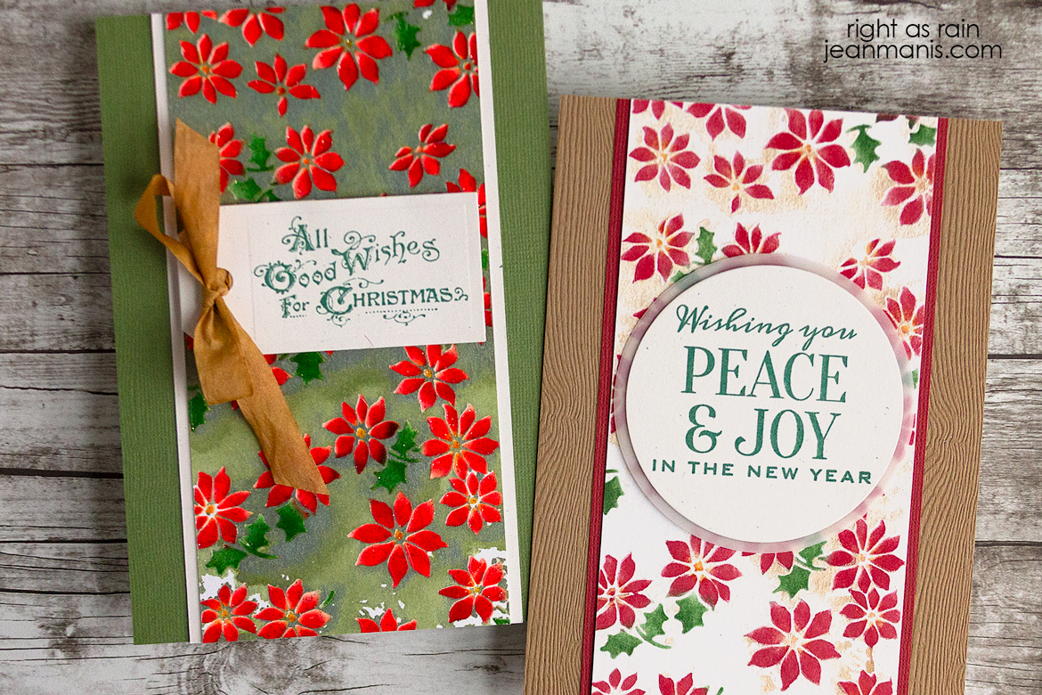 Christmas Cards with Stenciled Monoprints