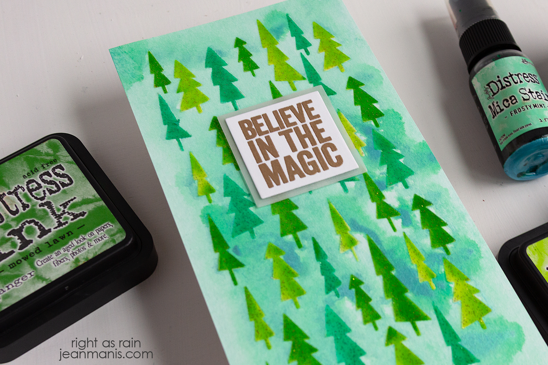 Holiday Trees Mixed-Media Stenciling