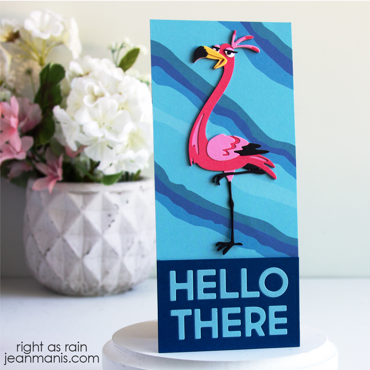 Hello There Slimline Flamingo Card