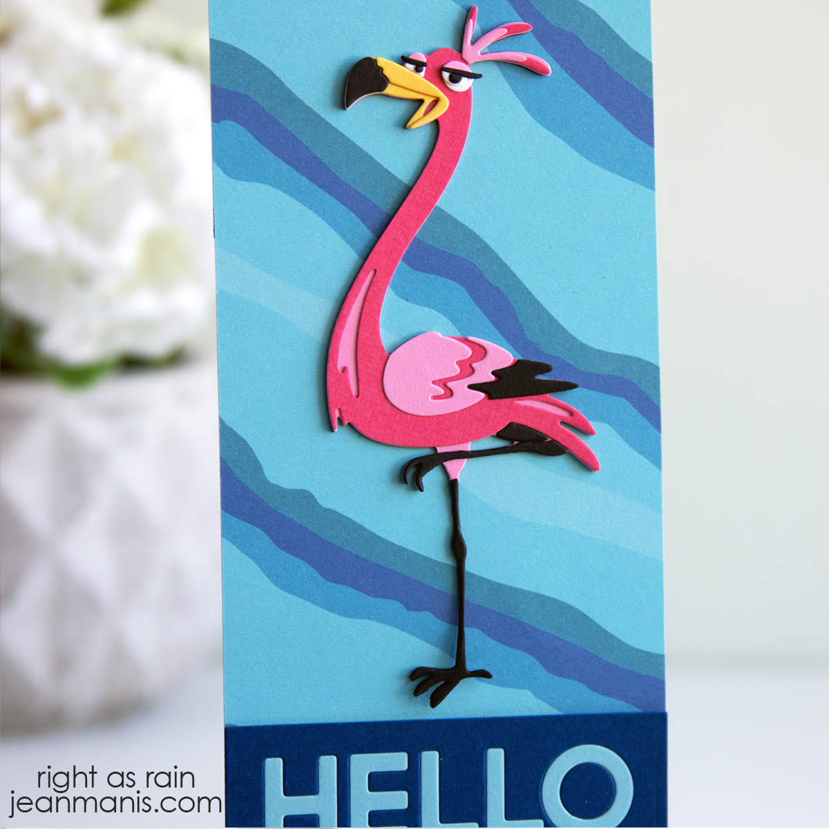 Hello There Slimline Flamingo Card