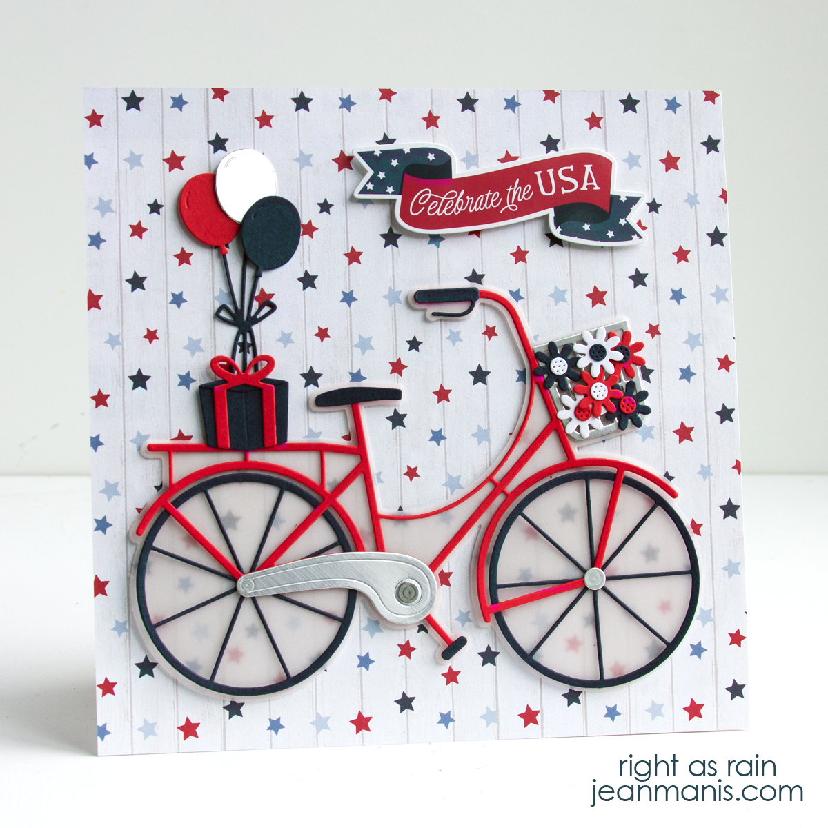 Fourth of July Bicycle Card Scene