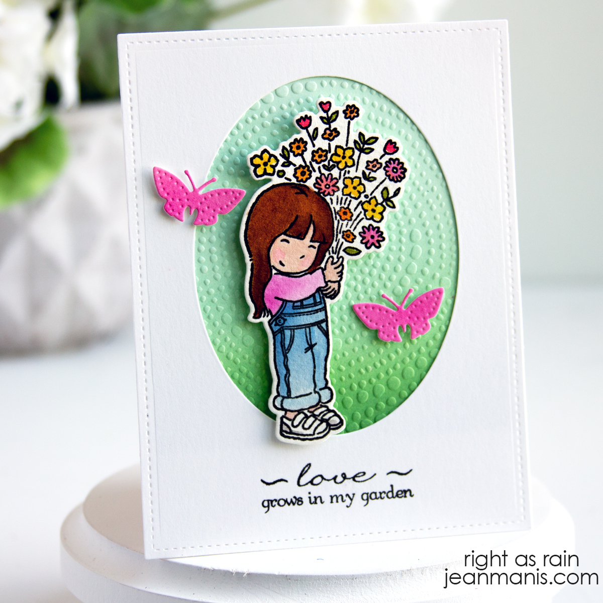 Watercolored Penny Black Petals Card